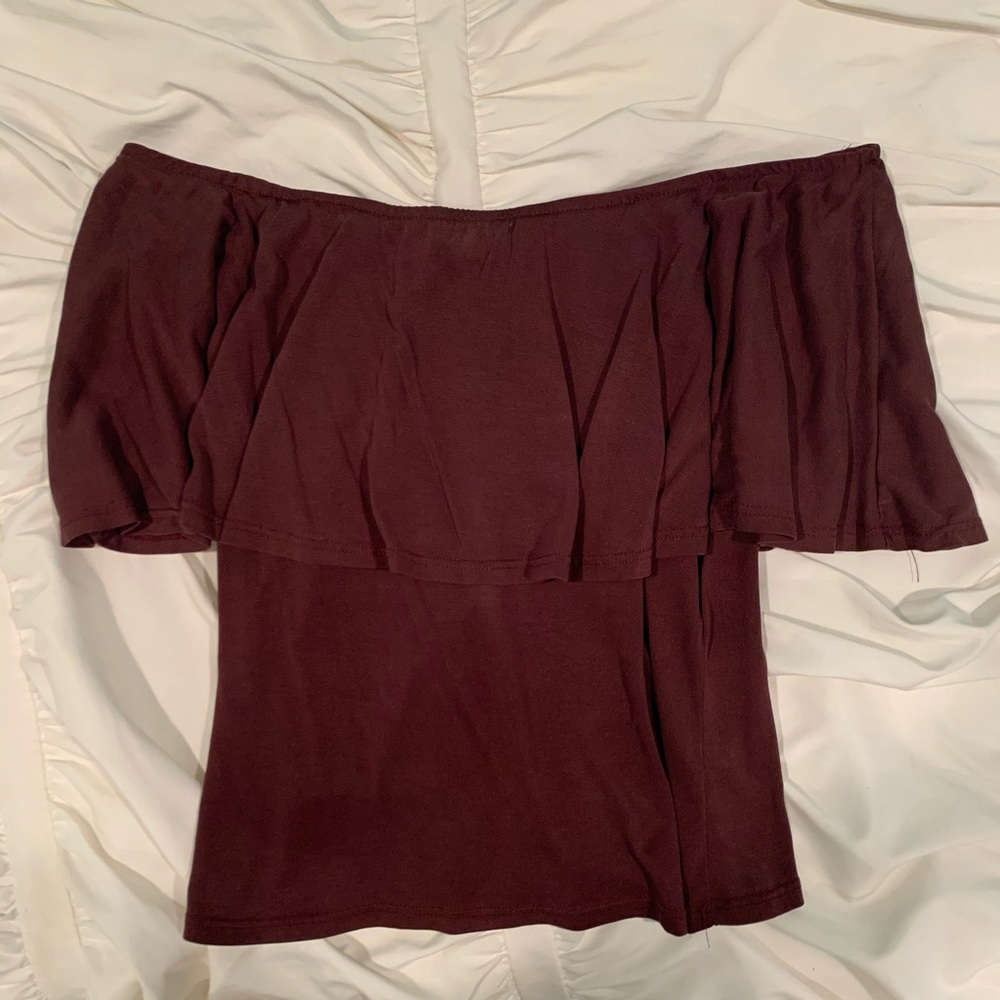 Rust off the shoulder top